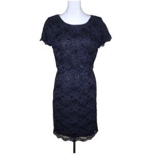 Vintage 90s Laura Ashley Cocktail Dress Womens Size S Black Lace